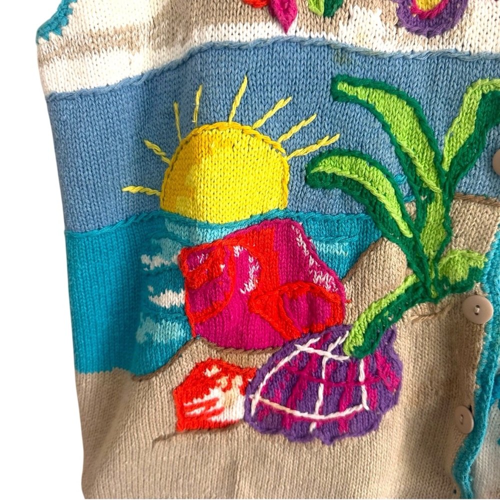 Lauren Hansen Hawaiian Beach Tropical Bear Hula Luau Sweater Vest Size Large - Picture 5 of 8